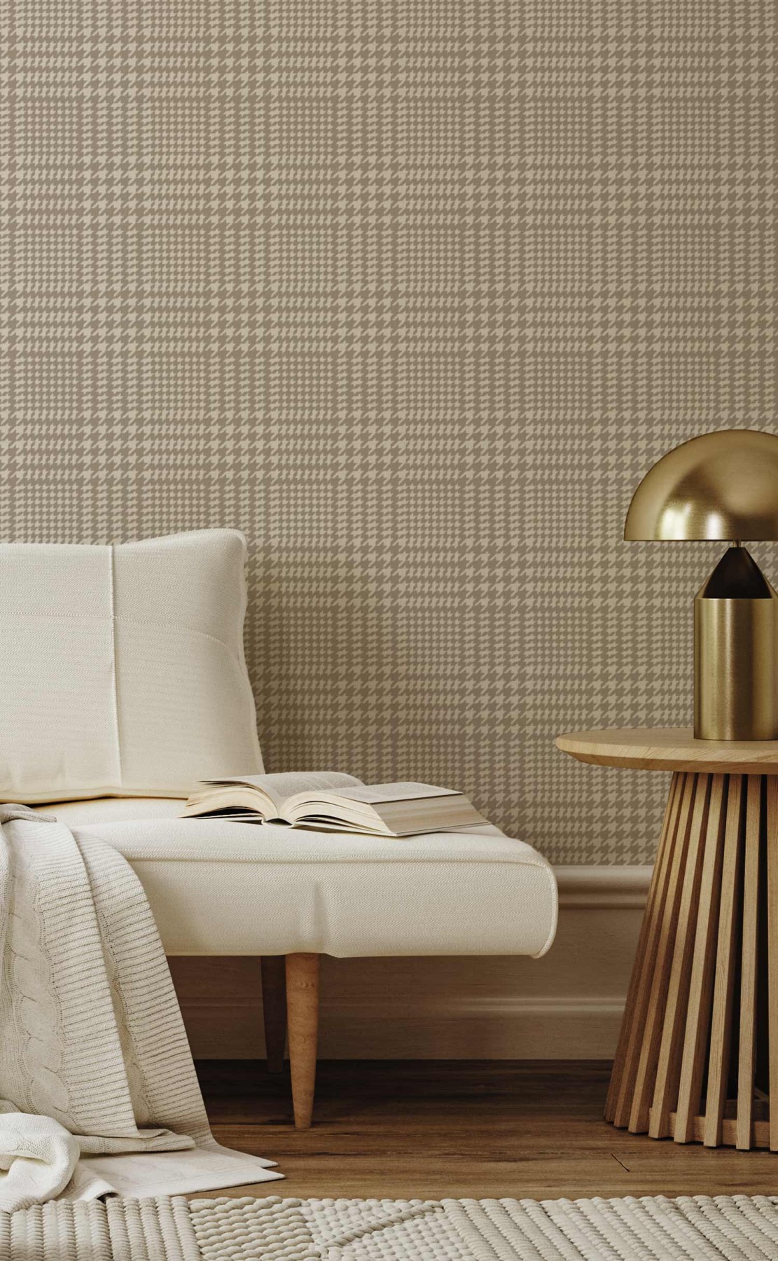 Houndstooth Large - Oatmeal | WALLPAPER