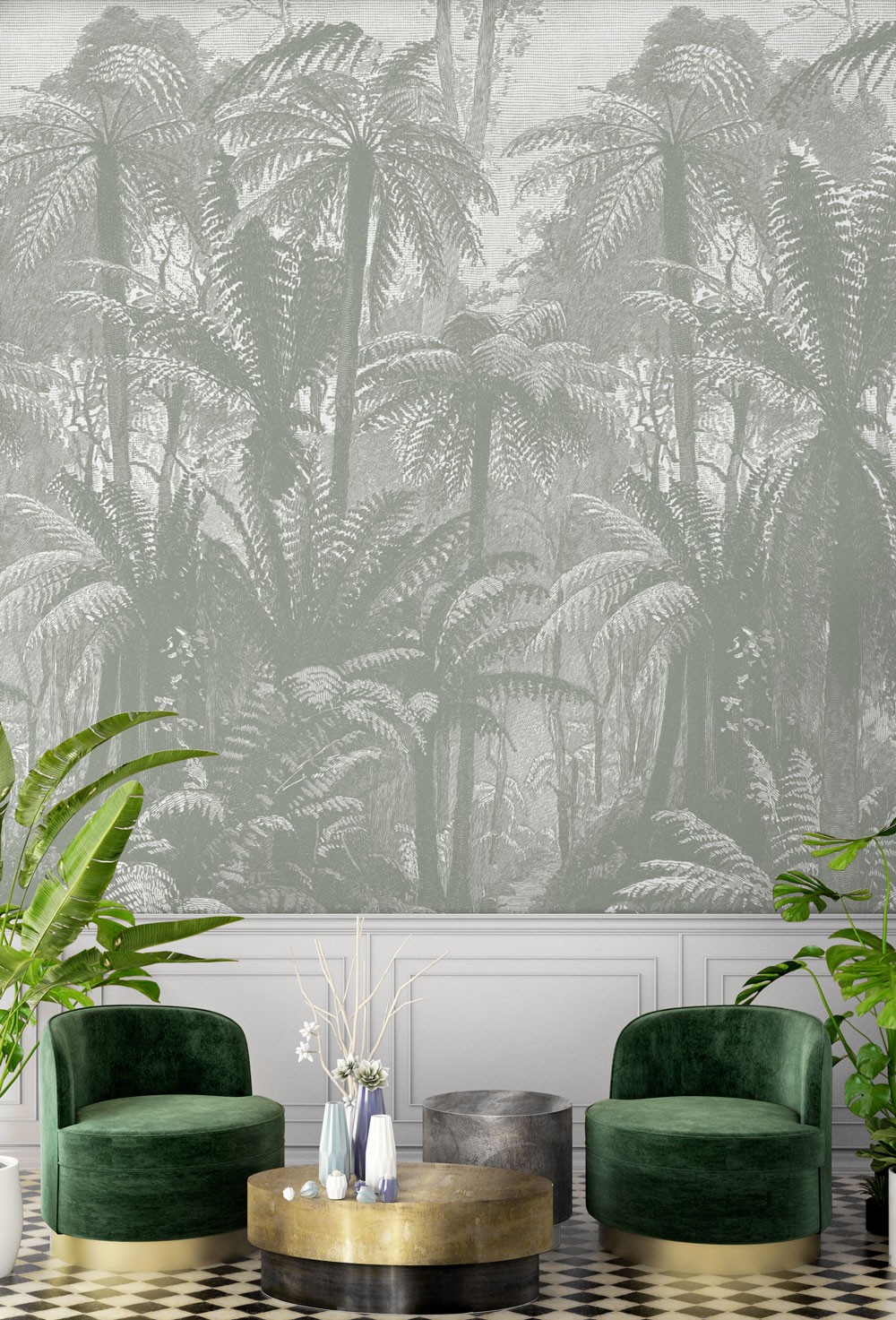 Australian Ferns - Deep Sage Green | WALLPAPER