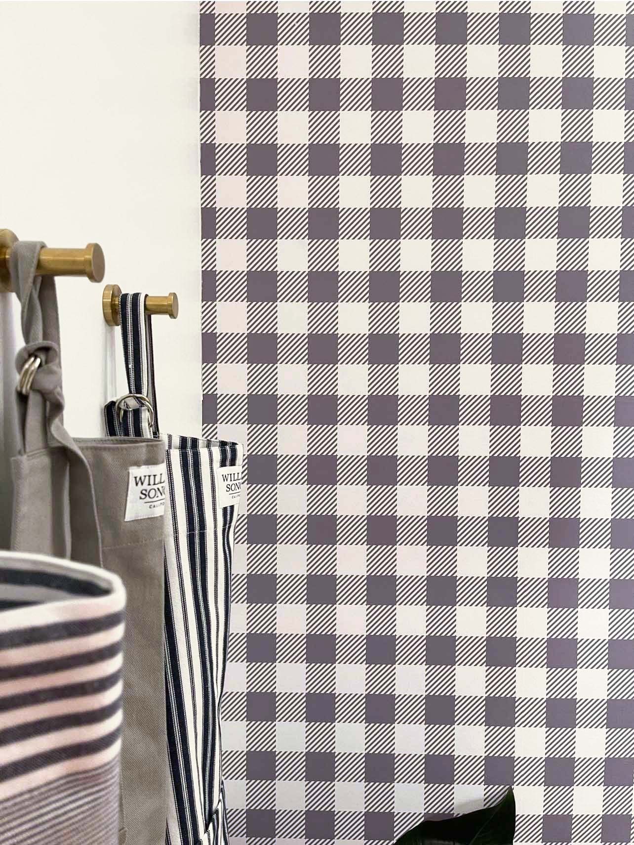 Gingham Check - Type 1 - Steel Blue | WALLPAPER