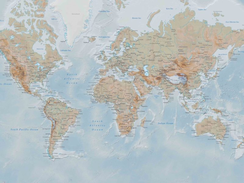 Detailed World Map - Colour - Version 1 | WALLPAPER - Grafico Group