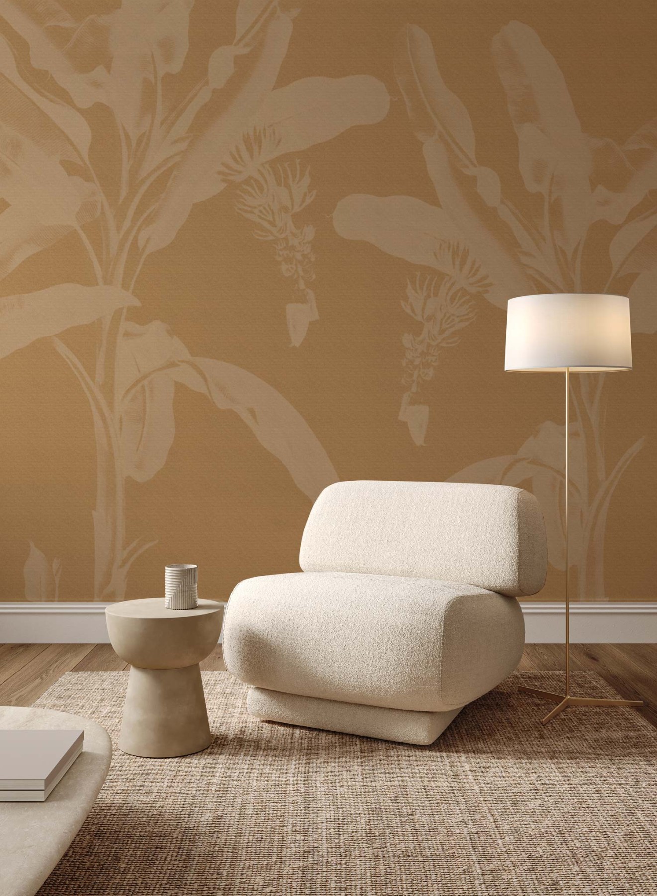 Palm Grasscloth - Hessian White | WALLPAPER