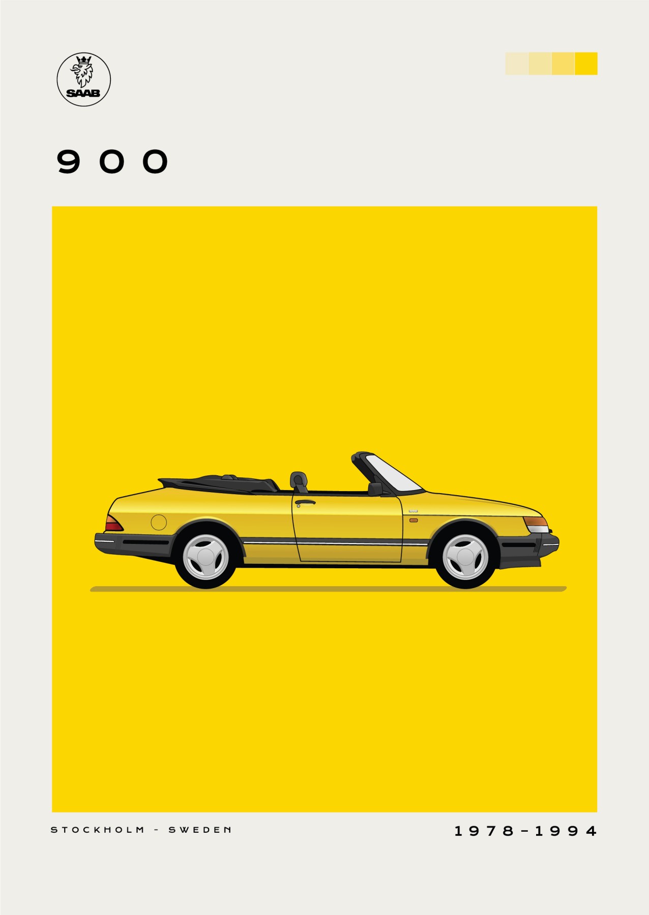 Saab - 900 - Yellow