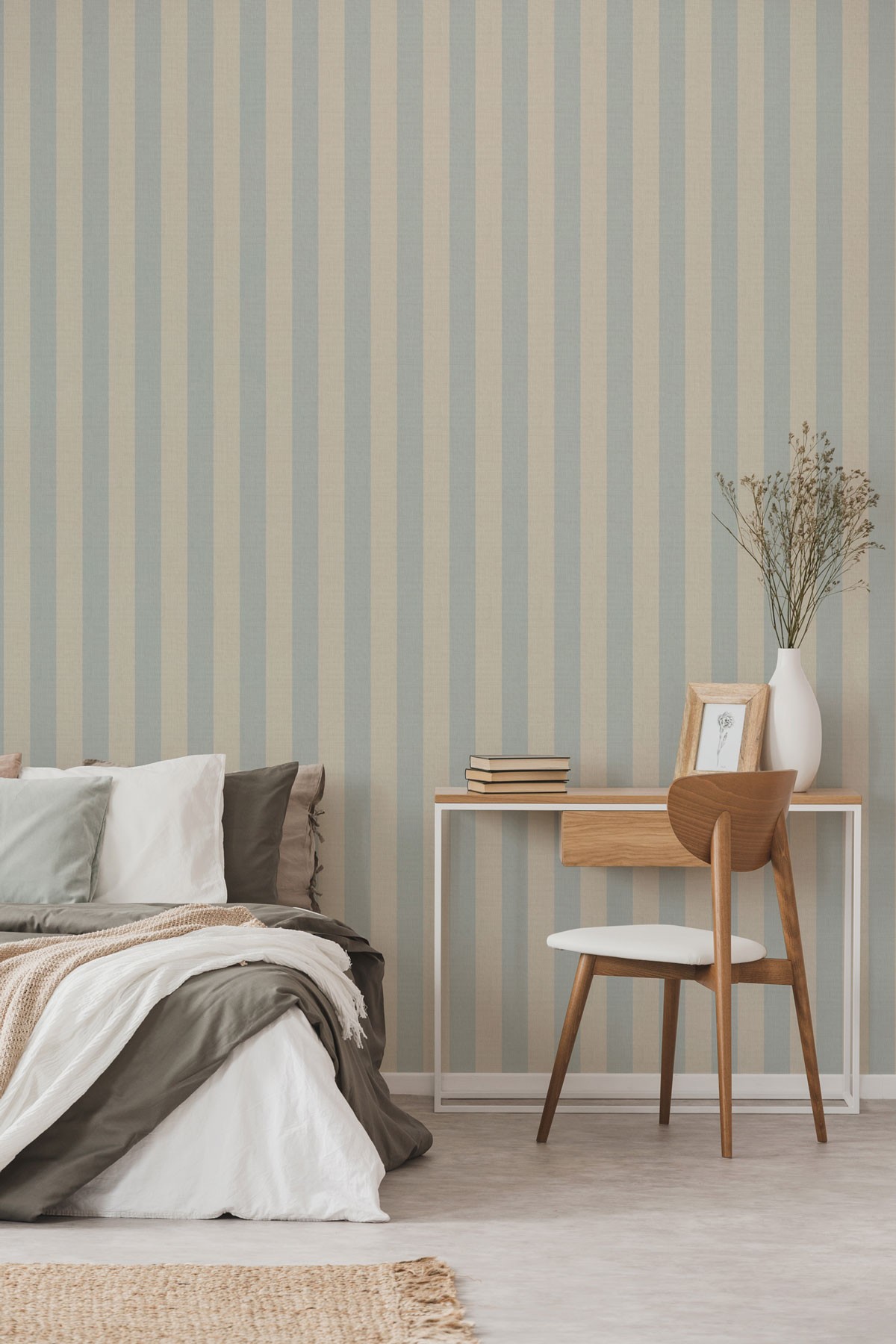 Striped Linen 60mm - Powder Blue | WALLPAPER