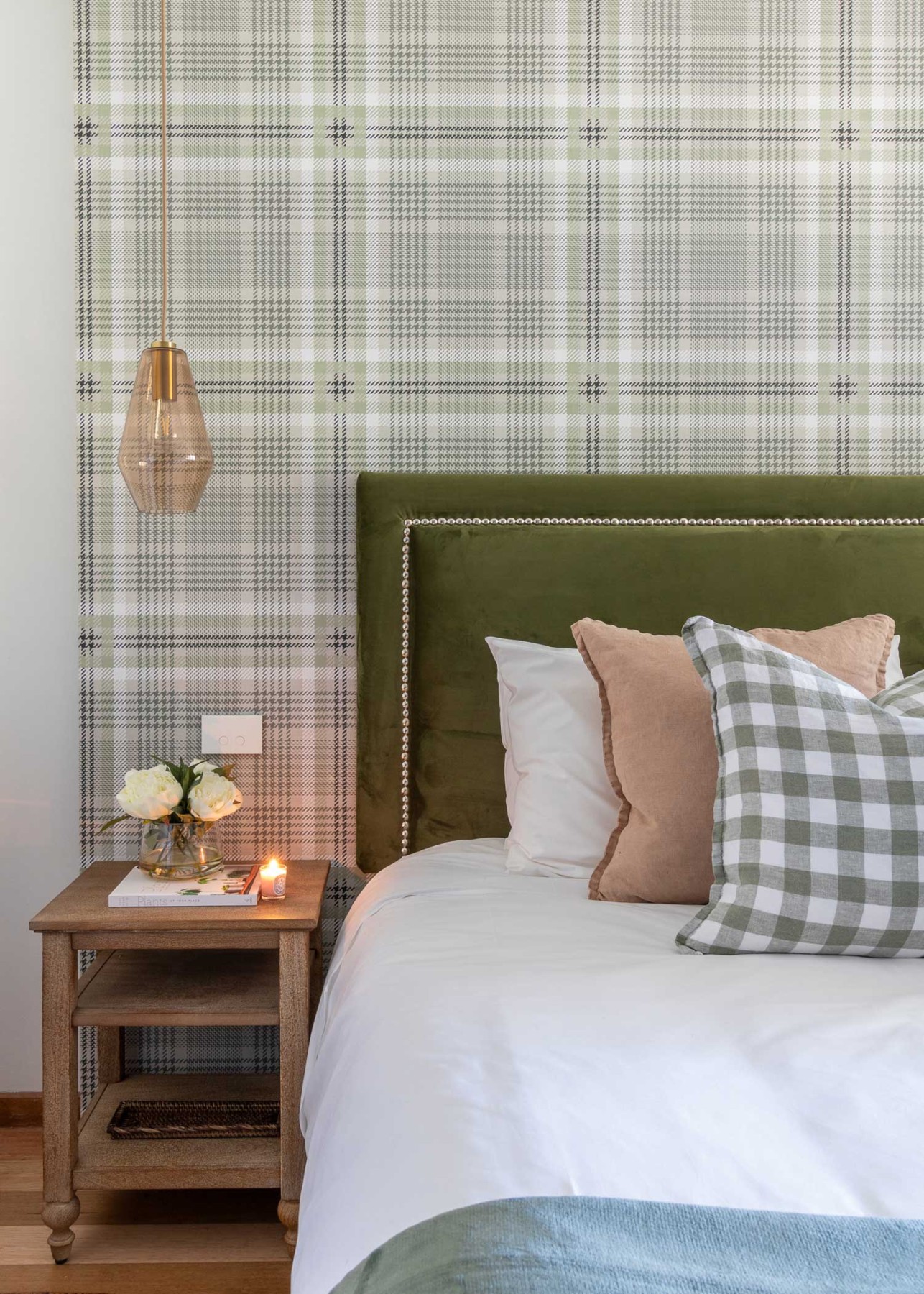 Tartan Houndstooth -  Mossy Green | WALLPAPER